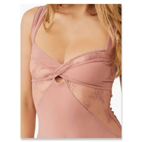 NWT/NWOT Free People Sheer Things Lace Trim Mesh Bodysuit - Picture 6 of 9